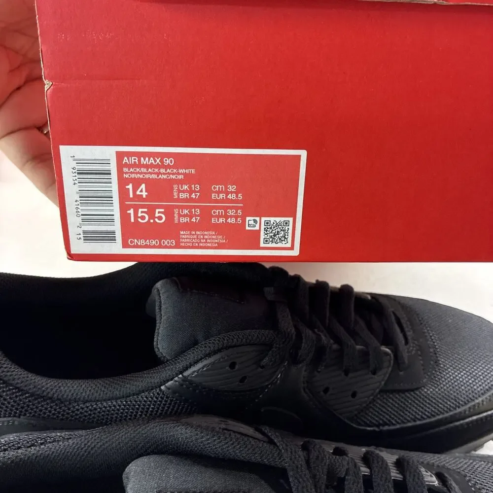 NEW Nike Air Max 90 Recraft Triple Black - Men's Size 14 (CN8490-003) With Box